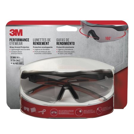 SCOTCH 3M Anti-Fog Safety Glasses Gray Lens Black/Red Frame 1 pc 47091H1-DC